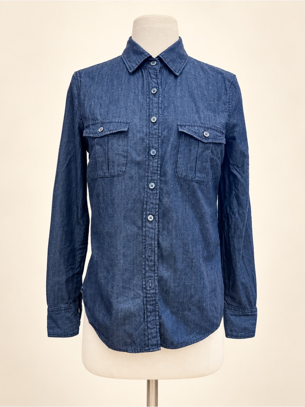 J.Crew Keeper Chambray Shirt Dark Rinse Petite 2P